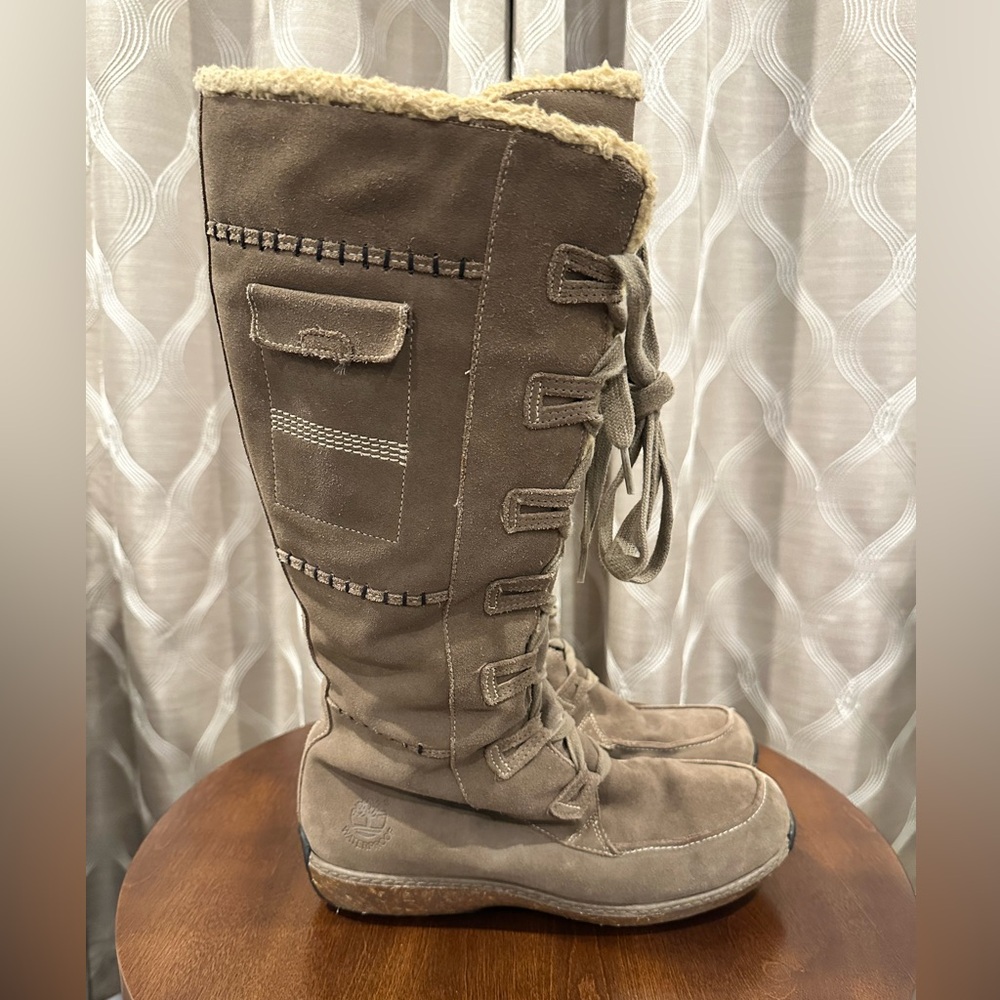 Timberland  Women’s Tall Boot Granby Leather Sherpa Waterproof Boots, Size 10 - Picture 2 of 12